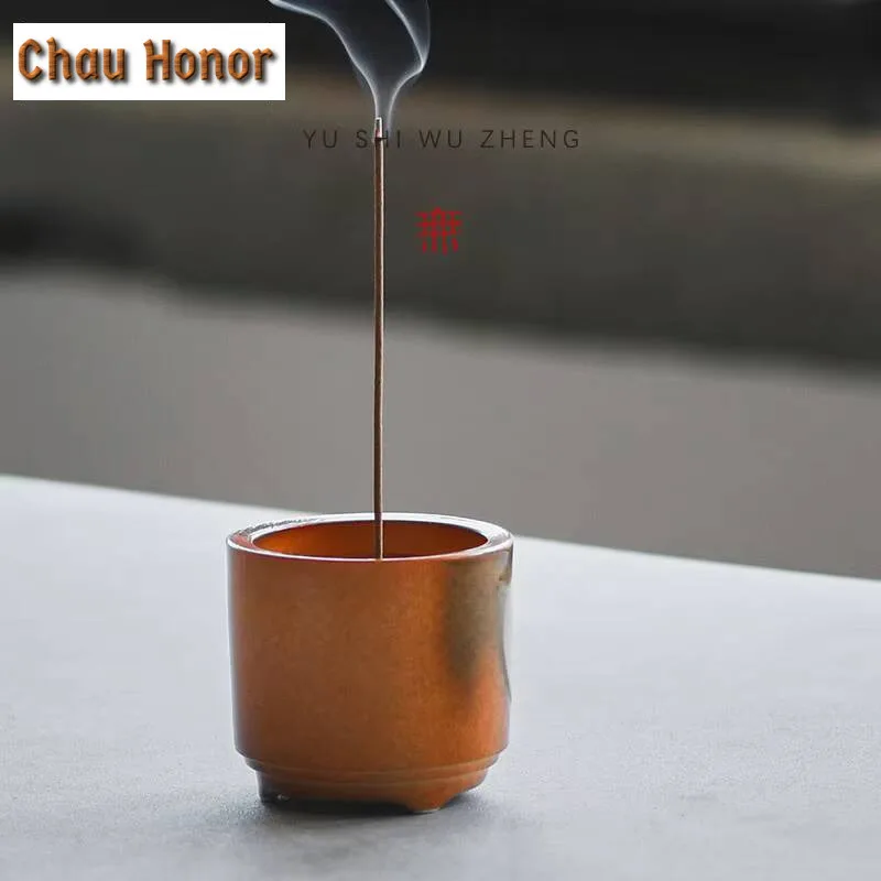 Retro Soda Glaze Ceramic Thread Fragrance Insertion Burner Creative Lotus Aromatherapy Furnace Zen Censer Burner Holder Ornament