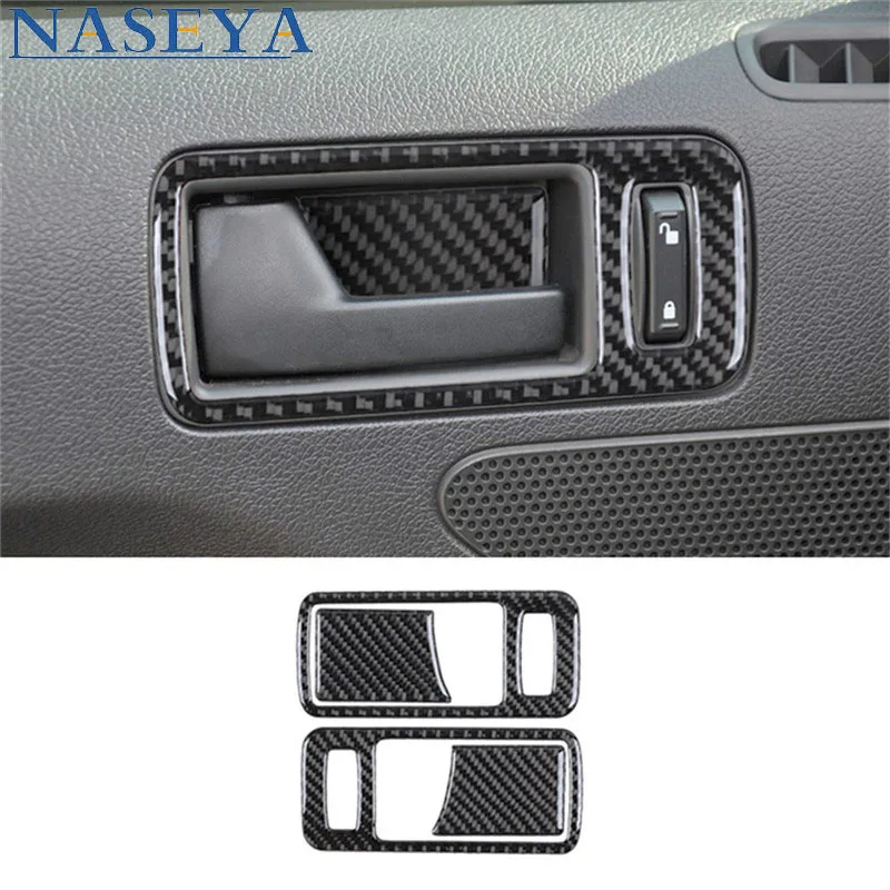 

4Pcs/set Carbon Fiber For Ford Mustang 2009-2013 Door Handle Inner Bowl Cover Trim Stickers Car Interior Decorative Accessories