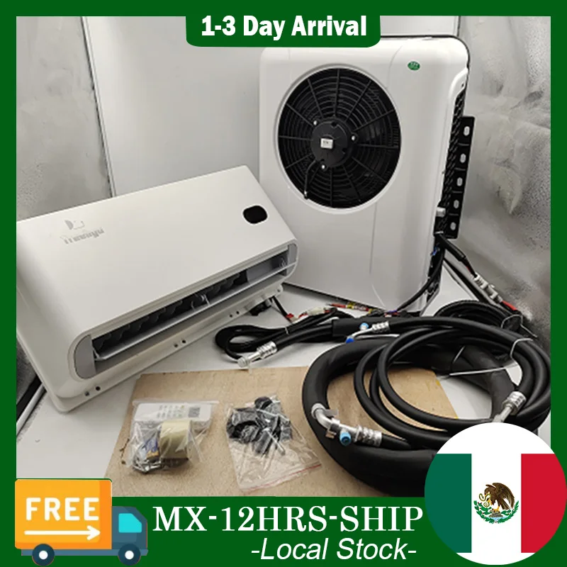 Aire Acondicionado Eléctrico para Coche Treeligo 10500BTU, Unidad de Aire Acondicionado Split de 12V/24V para Camión, Caravana, Autocaravana, RV