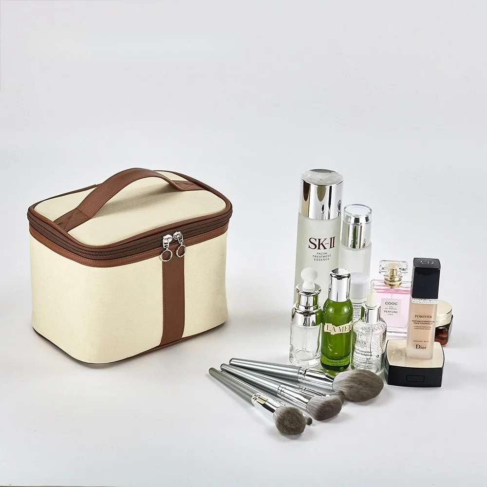 Fosizzo Cosmetic Bags and Cases Organizer Bag With Zipper Women Full Makeup Bag Makeup Suitcase For Travel Storage Bag