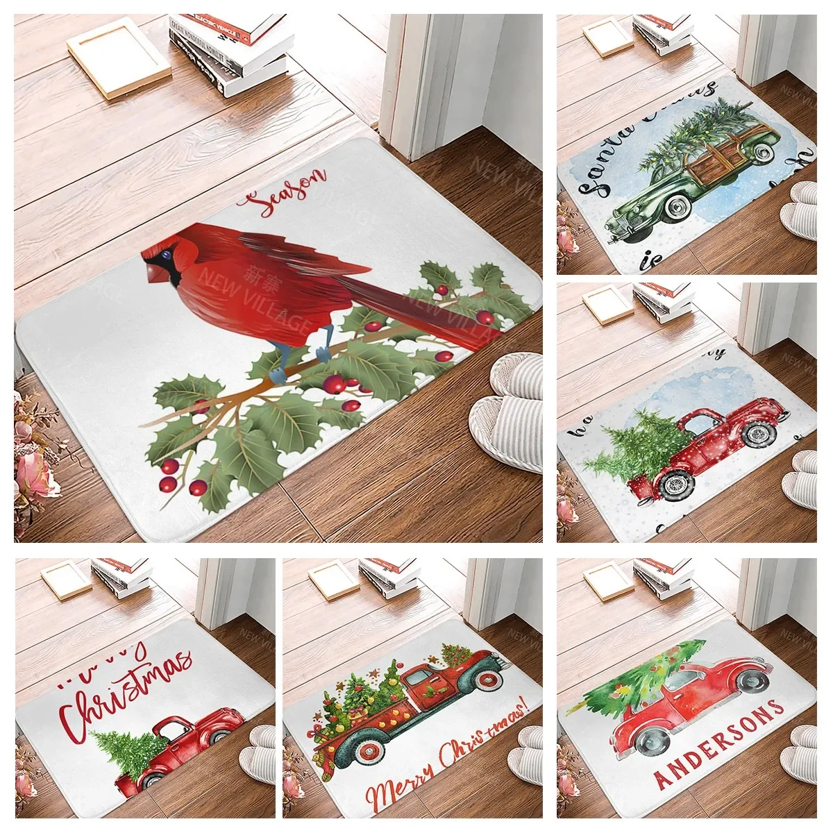 

Christmas series anti slip shower mat bathroom carpet shower mat home decoration floor mat kitchen bedroom living room door mat