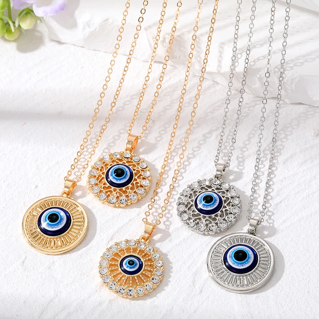 Delicate Crystal Gold Evil Eye Blue Eye Necklace With Stainless Steel Chain  Charm From Visonjewelry, $8.04 | DHgate.Com