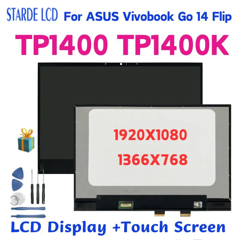 14 Pollici Per Asus Vivobook Go 14 Flip Tp1400 Display Lcd Touch Screen Digitizer Assembly Per Asus Tp1400K Tp1400Ka Sostituzione