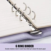 A5 PU Leather Binder Budget 6 Ring Notebook with Stylish Design ,Personal Organizer Binder Cover with Magnetic Buckle Closure 3