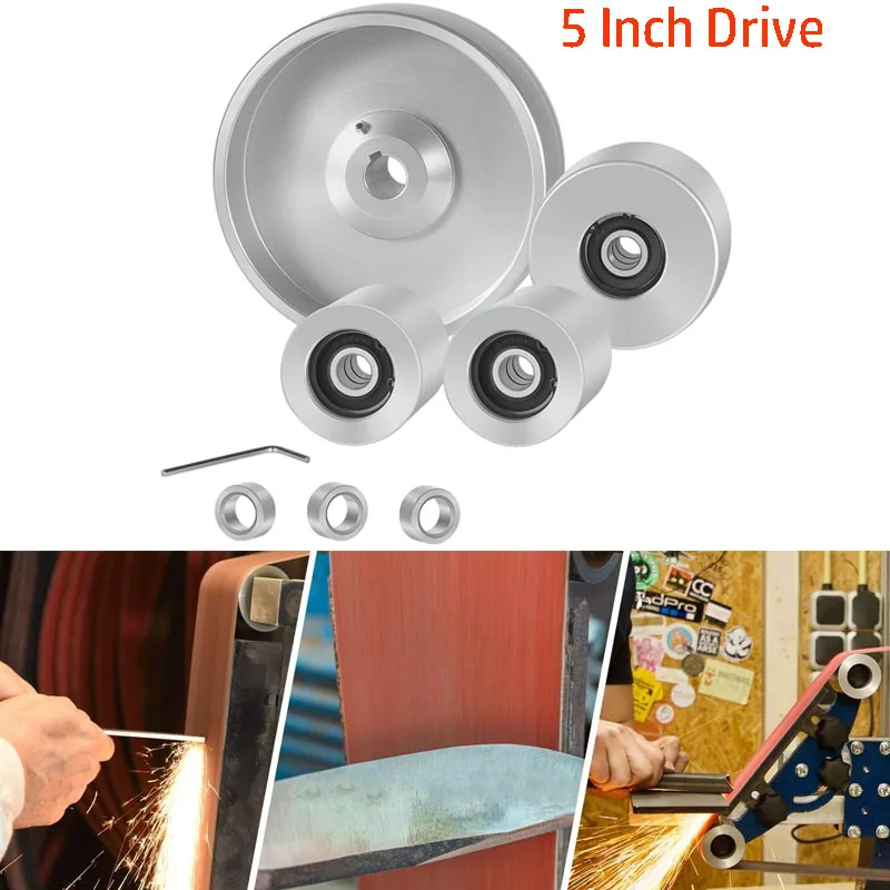 Sanding Belts Belt Grinder 2" x 72" Wheel Set Complete Belt Knife Grinder Wheel Set for Knife 5" Drive 5/8" Bore 3" Track 2" Idler