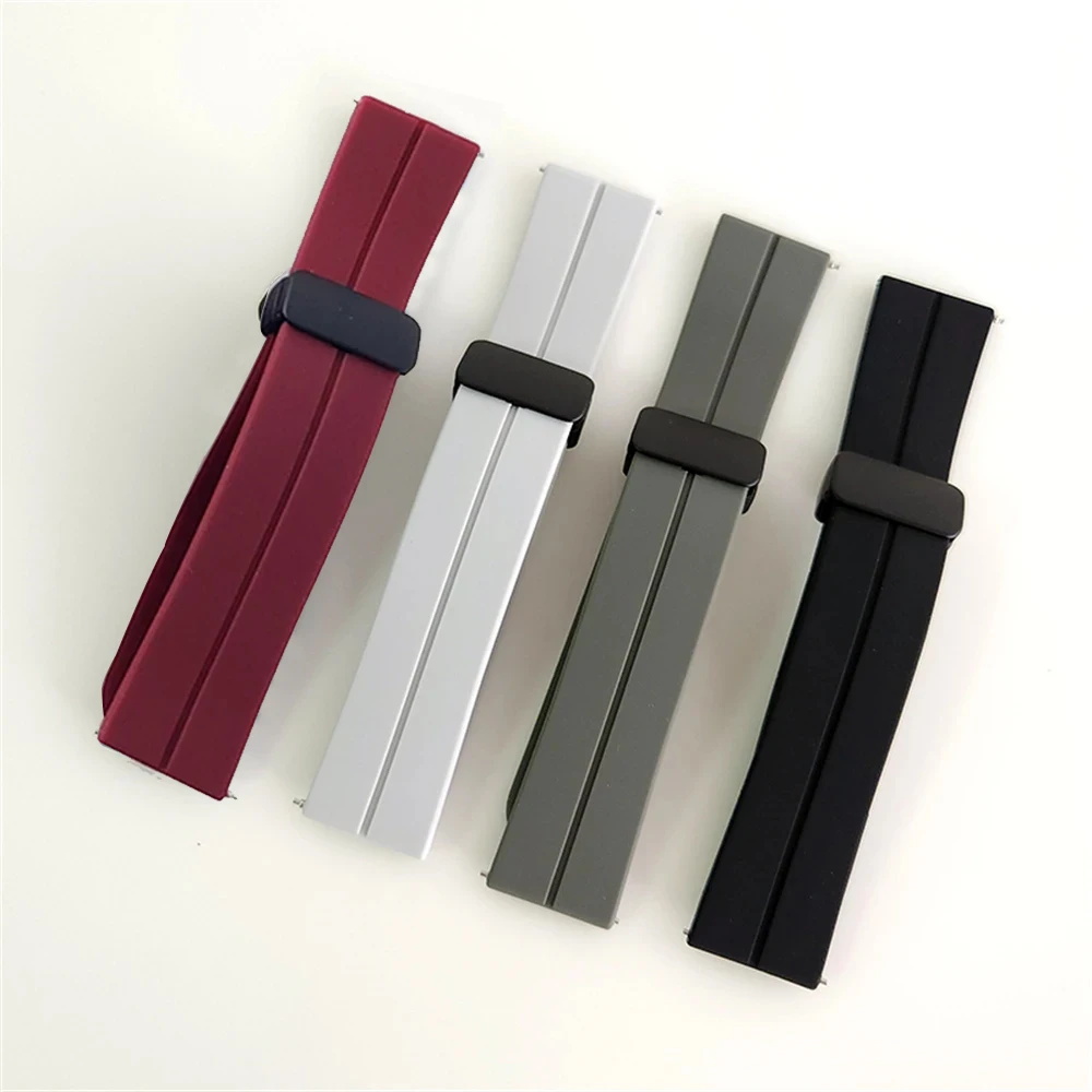 Silicone Magnetic Buckle Smartwatch Strap - Adjustable 20mm/22mm Band for Enhanced Comfort and Style