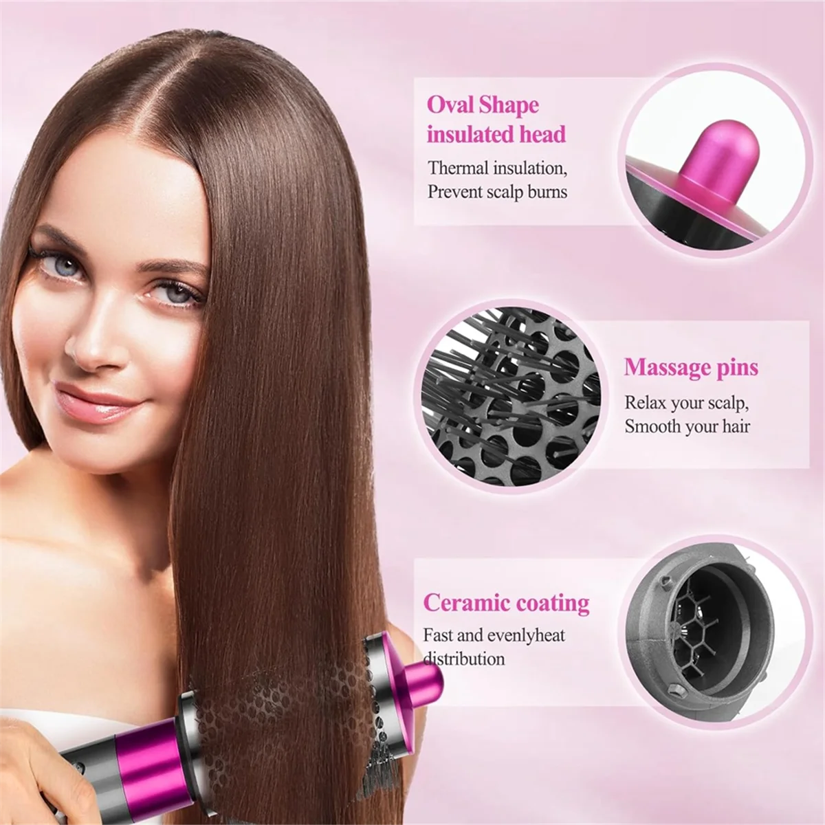 FZFZ Cylinder Comb Nozzle for Hair Dryer Accessories Hair Styling Wide Tooth Cylinder Comb C