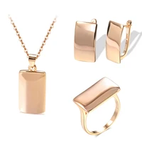 JULYDREAM Square Geometric 585 Gold Color Jewelry Sets for Women Glossy Earrings Rings Necklace Party Daily Minimalist Jewelry