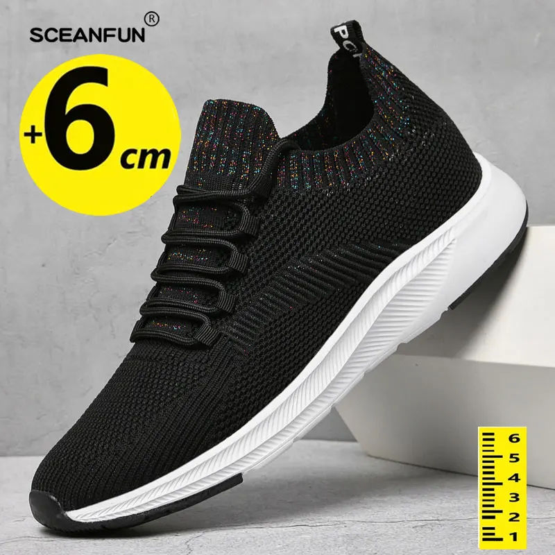Sneakers casual designer elevator shoes for men insole 6cm height increase leisure occasins taller male 37-44 2