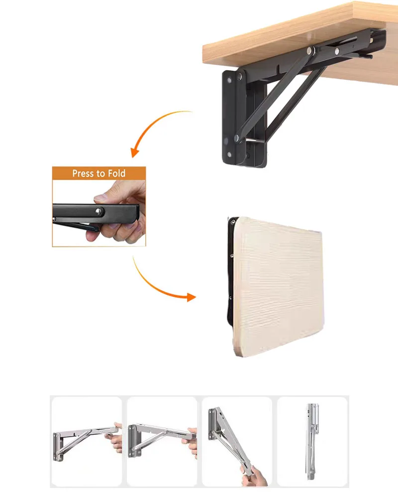 Compact 8-Inch Heavy Duty Wall-Mounted Folding Shelf Bracket