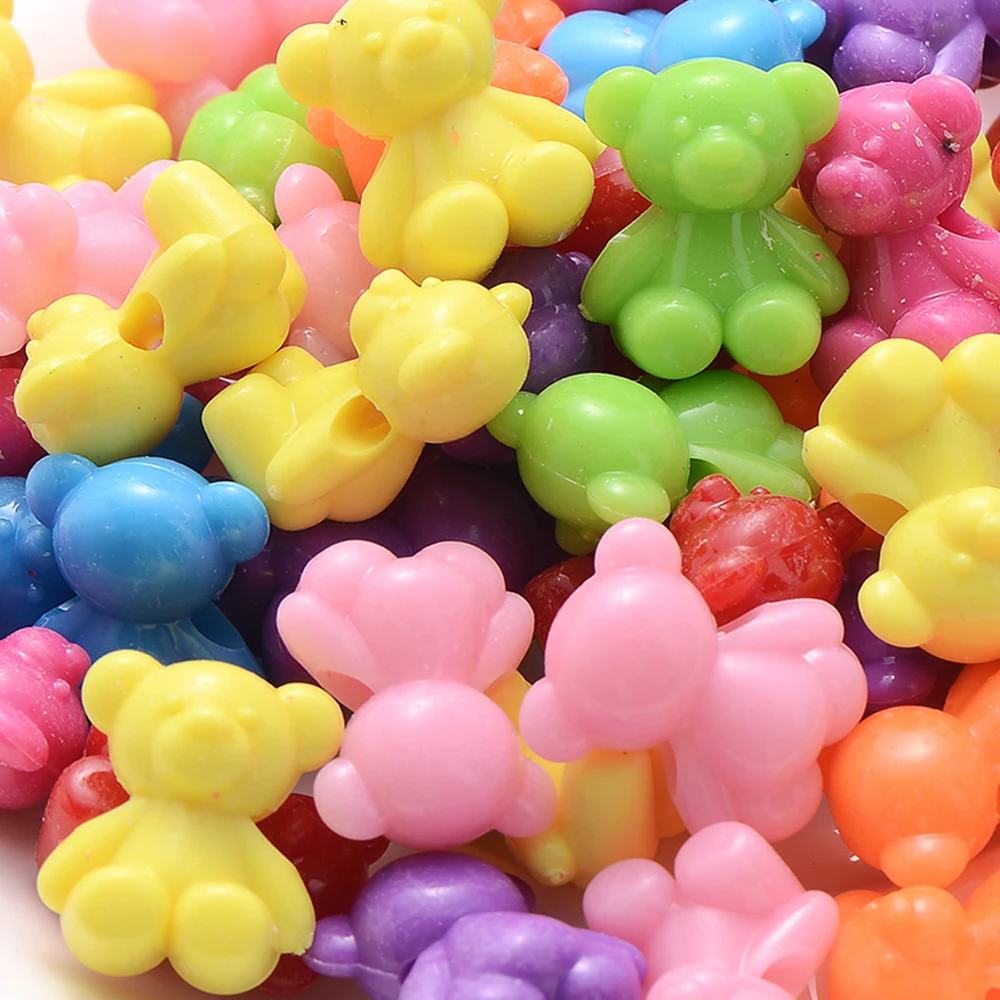 30 teile/los Mix Farbe Nette Bär Form Acryl Perlen 18x15,5mm Lose Spacer Perlen Für Schmuck Machen zubehör DIY Ornament