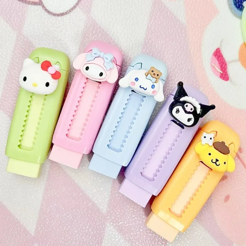 

Cute Anime Hello Kitty Push-Pull Eraser Kawaii Cartoon Sanrio Kuromi Cinnamoroll Eraser Student Gift Reward Stationery Gift