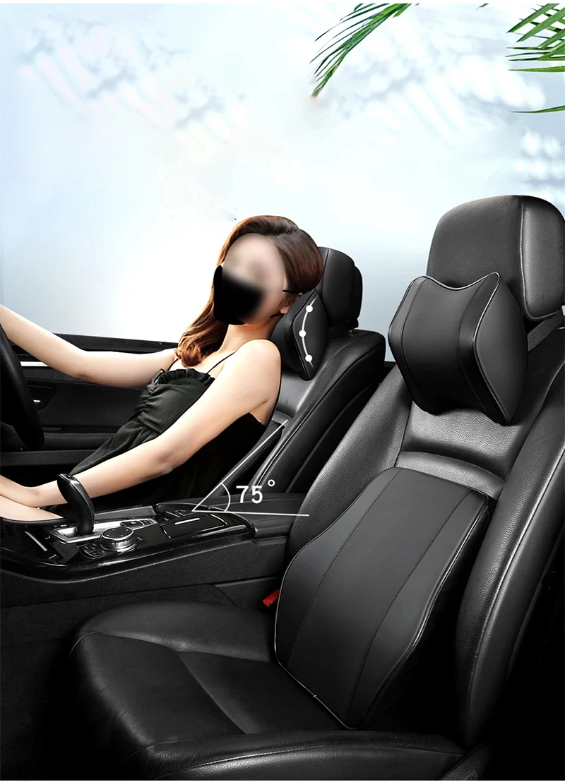 Edle Auto Rest Kopf Unterstützung Kissen Hals Kopfstütze Kissen Auto Atmungsaktive Memory Foam Langsam Rebound Schutz Auto Lenden Kissen – Detail 1