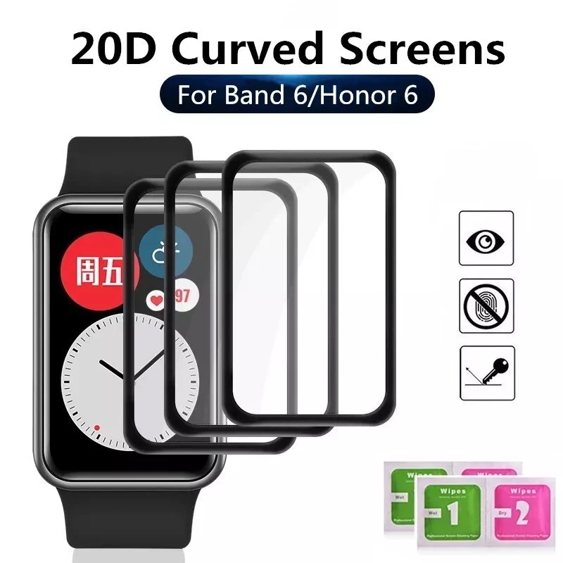 Full Curved Screen Protector Film For Huawei Band 6 Tempered Glass For Honor Band 6 Band6 Smart Watch Wristband Protective Film