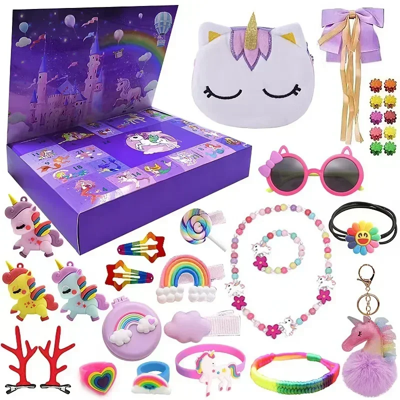 Christmas Advent Calendar Christmas Advent Calendar Gift Box for Girl Kids DIY Jewelry Hairpin Toy 24Days Countdown Calendar New Year Christmas Gifts