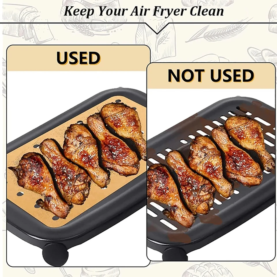 Air Fryer Parchment Paper Liners for Ninja Foodi XL Smart FG551 6-In-1 Indoor Gr