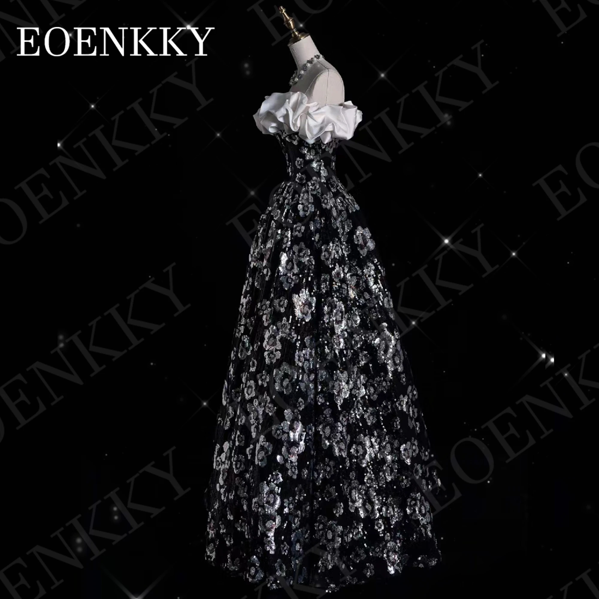 EOENKKY Prom Dresses Luxury Formal Off Shoulder Sequin Floor Length Bespoke Occasion Gown A Line