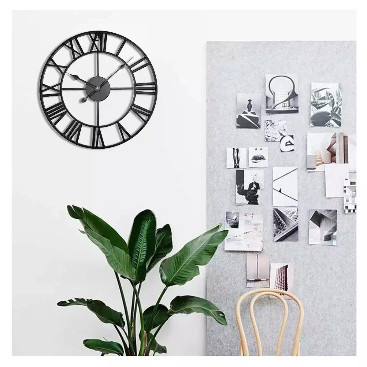 40/47/60cm Morden 3D Large Retro Golden/Black Iron Round Art Hollow Metal Wall Clock Nordic Roman Numerals Clock Home Decoration wall clock