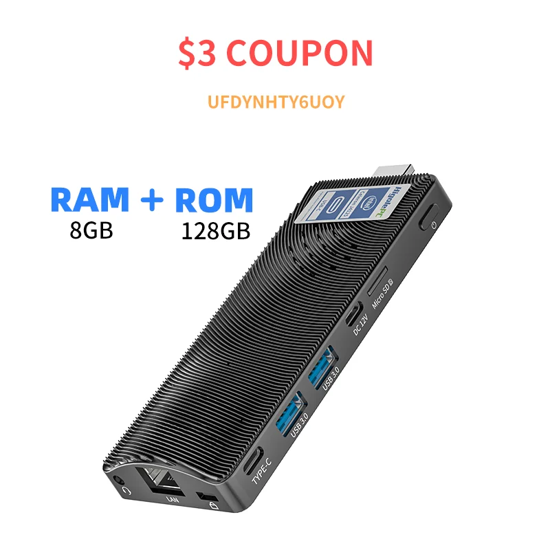 Higole Mini Pc Stick Senza Ventola Intel Celeron J4125 Desktop Bluetooth Piccolo Computer Industriale Hdmi 4K Dual Band Wifi Ethernet