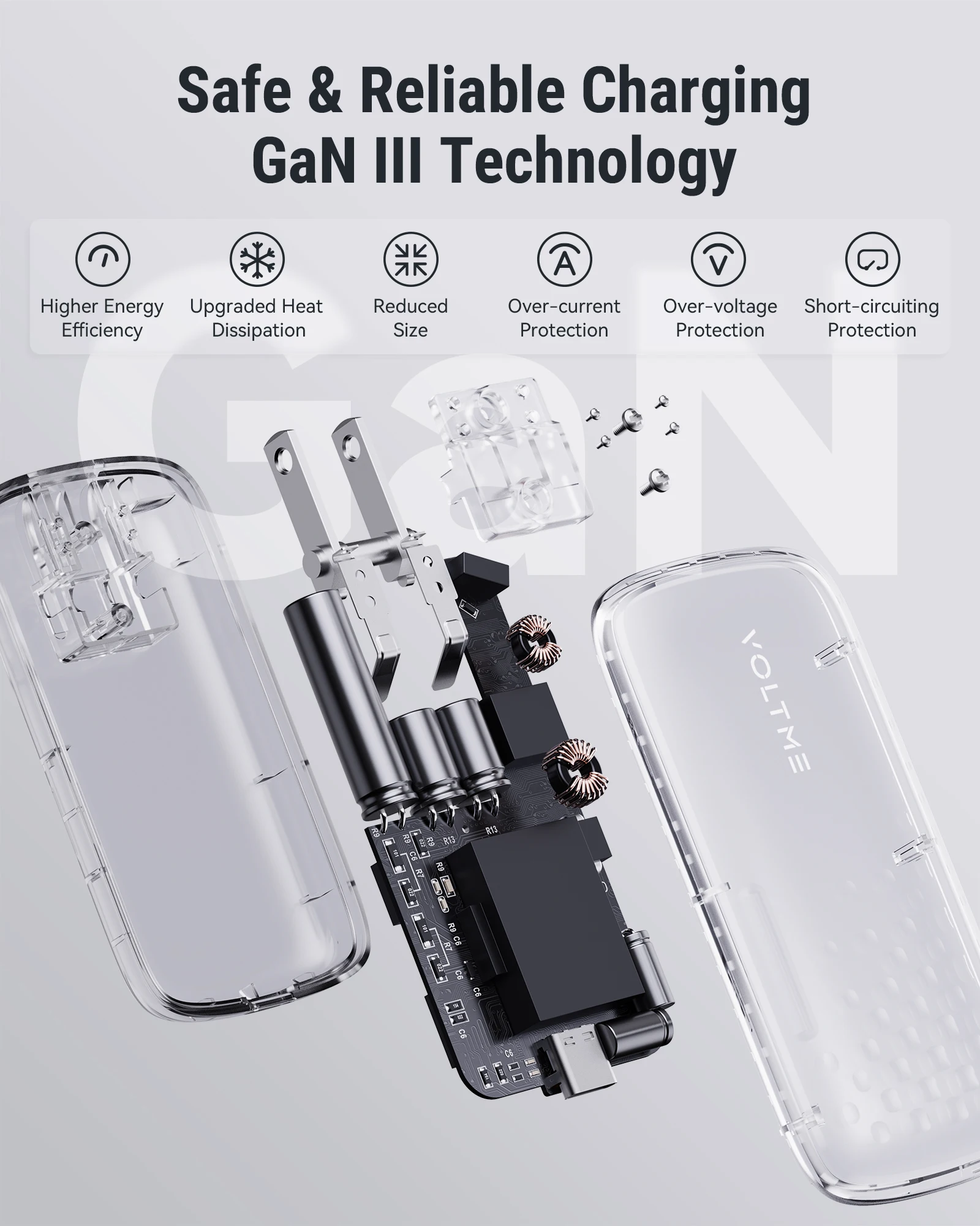 VOLTME GaN 65W 초박형 USB C 충전기 빠른 충전 5.0 PD3.0 iPhone 14 Pro Max Macbook 용 고속 충전 충전기 전화 충전기