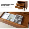 Nightstand with Charging Station, Set of 2 Mid-Century 2 Drawer and Open Shelf Dresser for Bedroom, Fluted Bedside Table 3