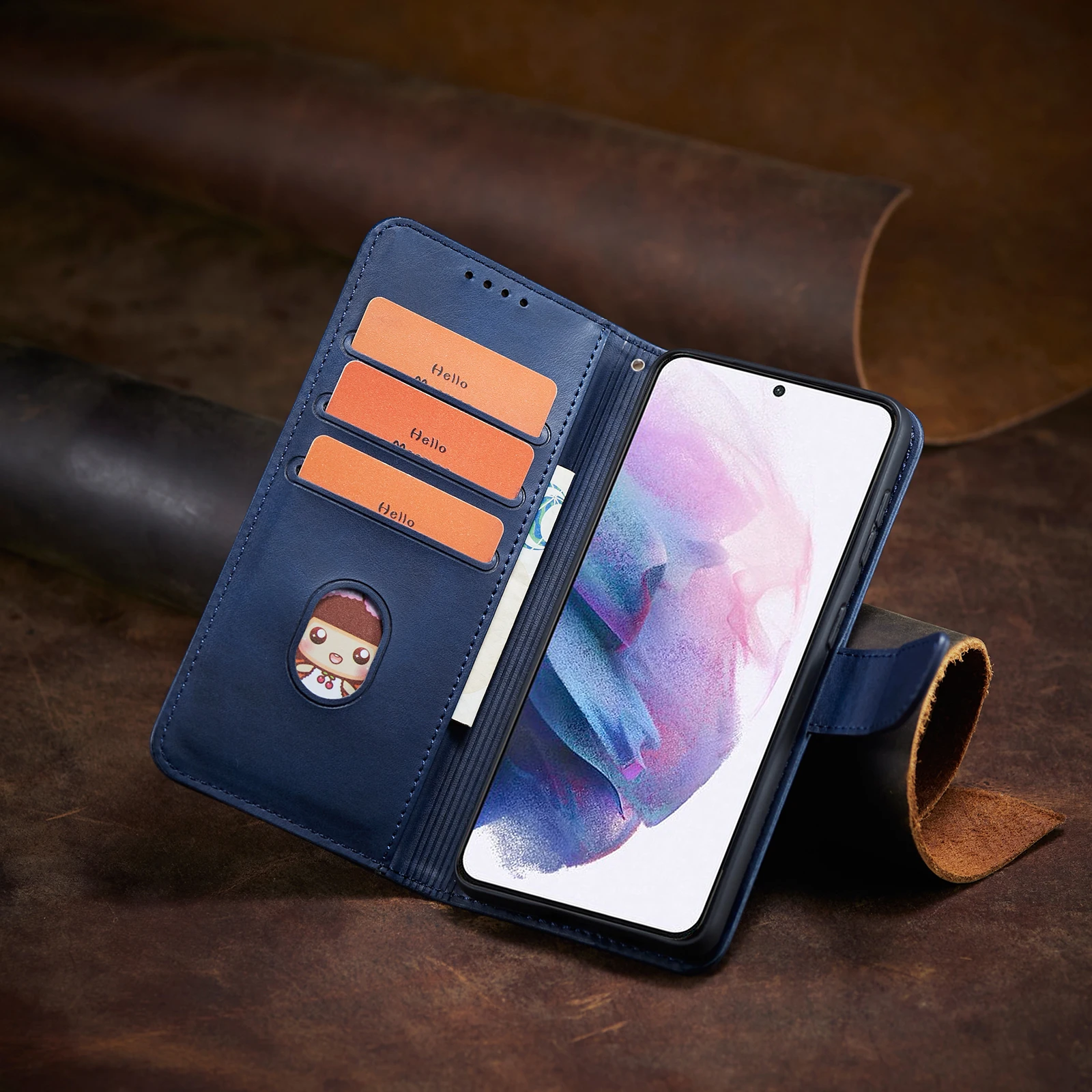 3D Animal Leather Phone Wallet Case Book Cover