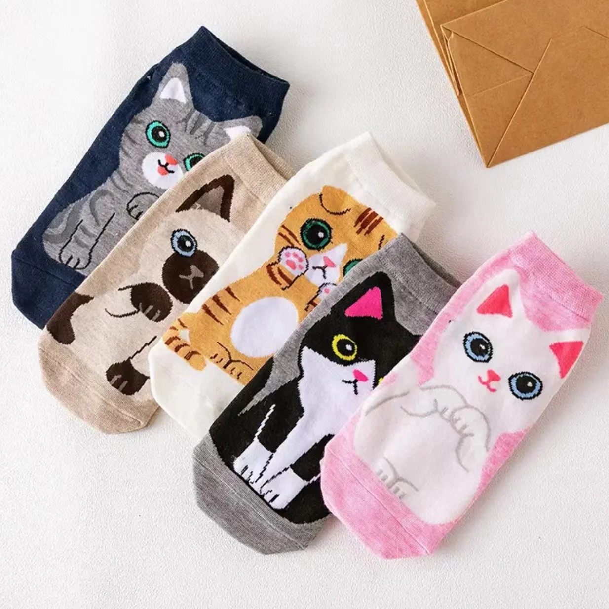 cotton socks women socks 5 Pairs Dog Cat Cartoon Women Socks Kawaii Cotton Short Socks Cute Low Cut Ankle Korean Japanese Fashion Girl