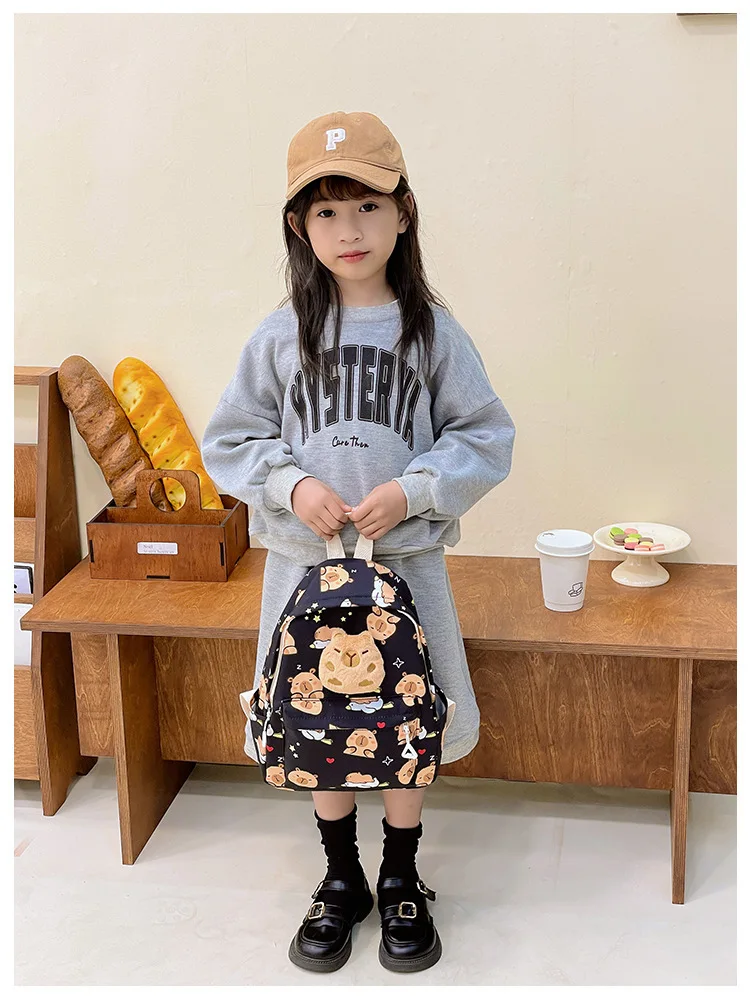 Cute Cartoon Capybara Backpack Plush Large Capacity School Bags Simple Pattern Book Bag Kawaii GirlSchool Backpack Mochila Mujer