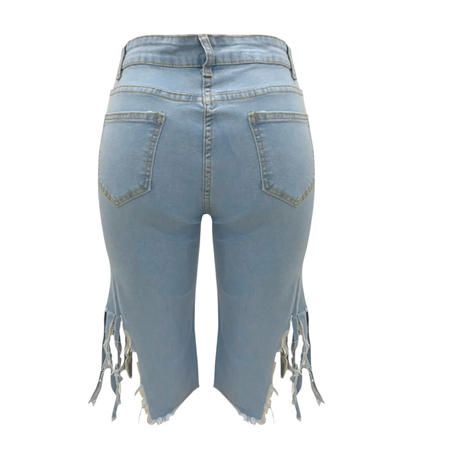 Summer Women Denim Shorts Women Harem Ruffled White Blue High Waisted Shorts Female Elastic Short Jeans Slim Fit Shorts 2024