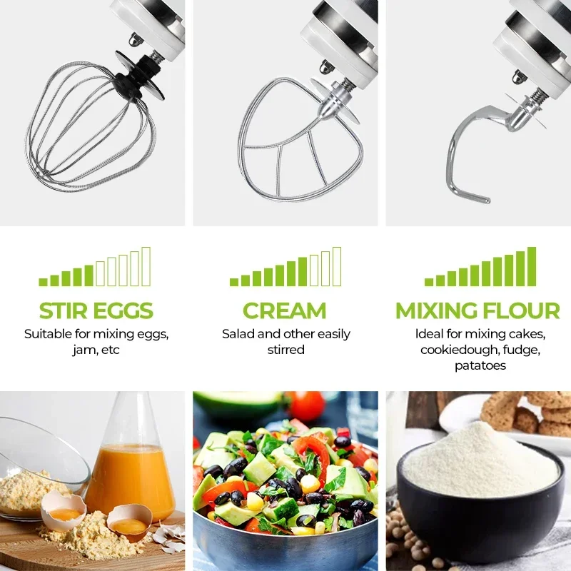 4L 5L 6L 8L 10L Multifunctional 3 in 1 Stainless Steel Bowl Bread Dough Kneading Machine Blender Food Mixer Stand