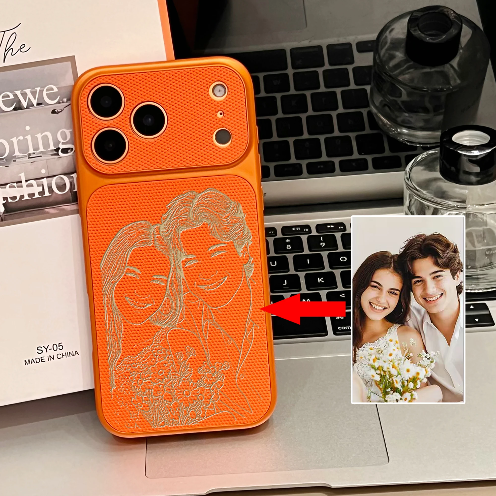 Custom Photo Hand Drawn Lines Phone Case for iPhone 17