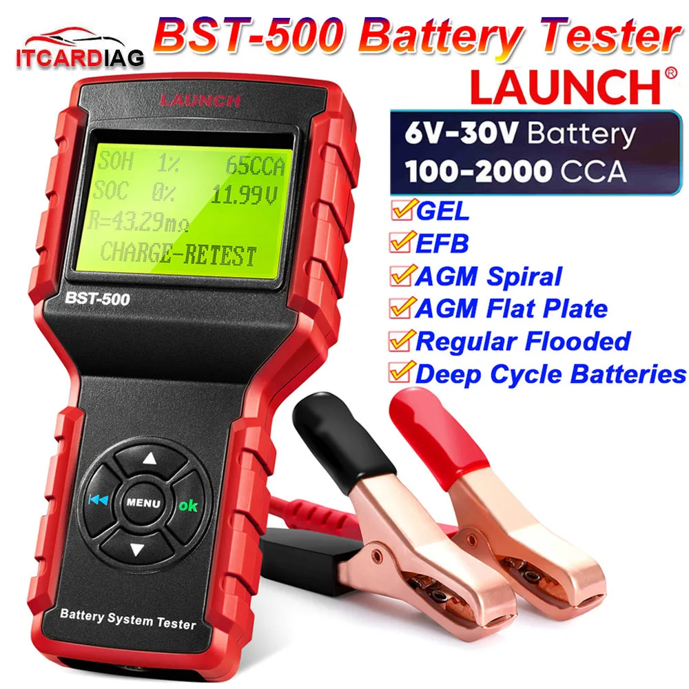 Original Launch Bst-500 Tester Batteria Bst500 6V/12V/24V Cranking E Test Del Sistema Di Ricarica 100-2000 Cca Rilevatore Tester Batteria Auto