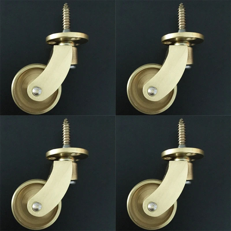 

4PCS 1.25'' (32mm) Pure Brass Casters Table Chair Couch Bar Feet Castors 360° Swivel Wheels Smoothly Moving Furniture Rollers