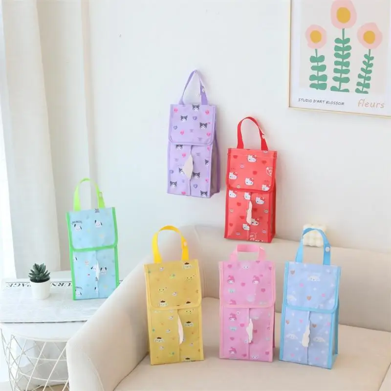 

Мультяшный Hello Kitty Kuromi Kawaii аниме Sanrio My Melody Cinnamoroll милый держатель салфеток сумка для хранения настенная бумажная коробка с откидной крышкой