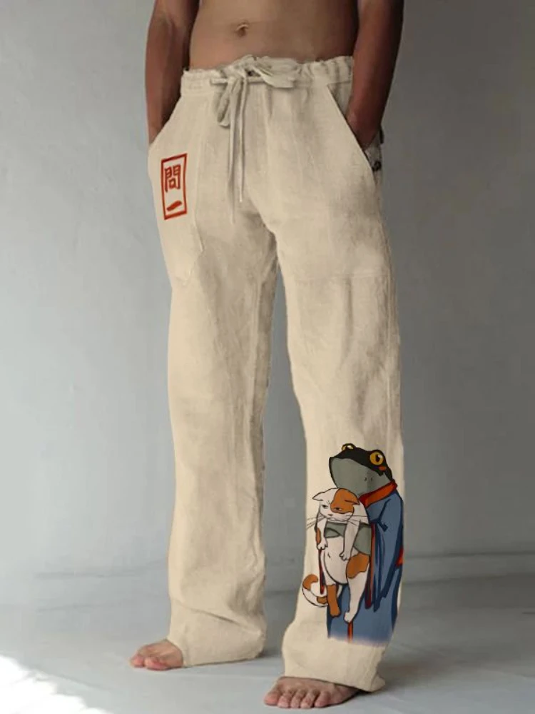 Full Length Wide Leg Pants Printed Frog Hipster Casual Summer Trousers Streetwear Joggers Sweatants Men Women Clothing 3