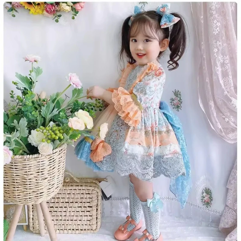 Spanische neue Kinderkleider für Mädchen, Kinder-Boutique-Kleidung, Blumenmädchenkleider, Mädchen-Eid-Kleid, Blumenmädchenkleider für Hochzeiten – Detail 1