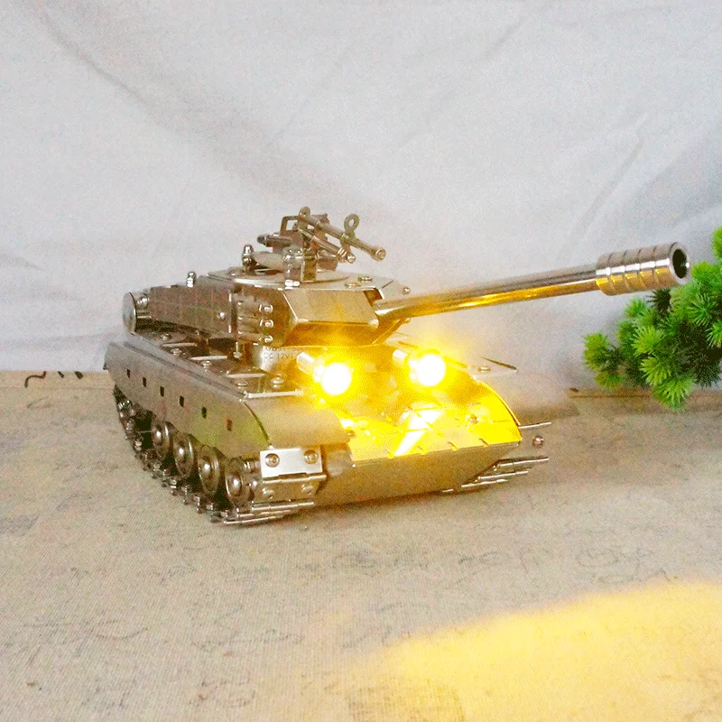 

New stainless steel, Handmade tracks,Rotating tank model,Ornament,Kid's birthday gift,Home decoration