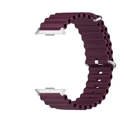 Ocean Silicone Strap Replacement Bracelet in Metal Finish - Premium Band Accessories for Mi Band 8 Pro (Wine Red)