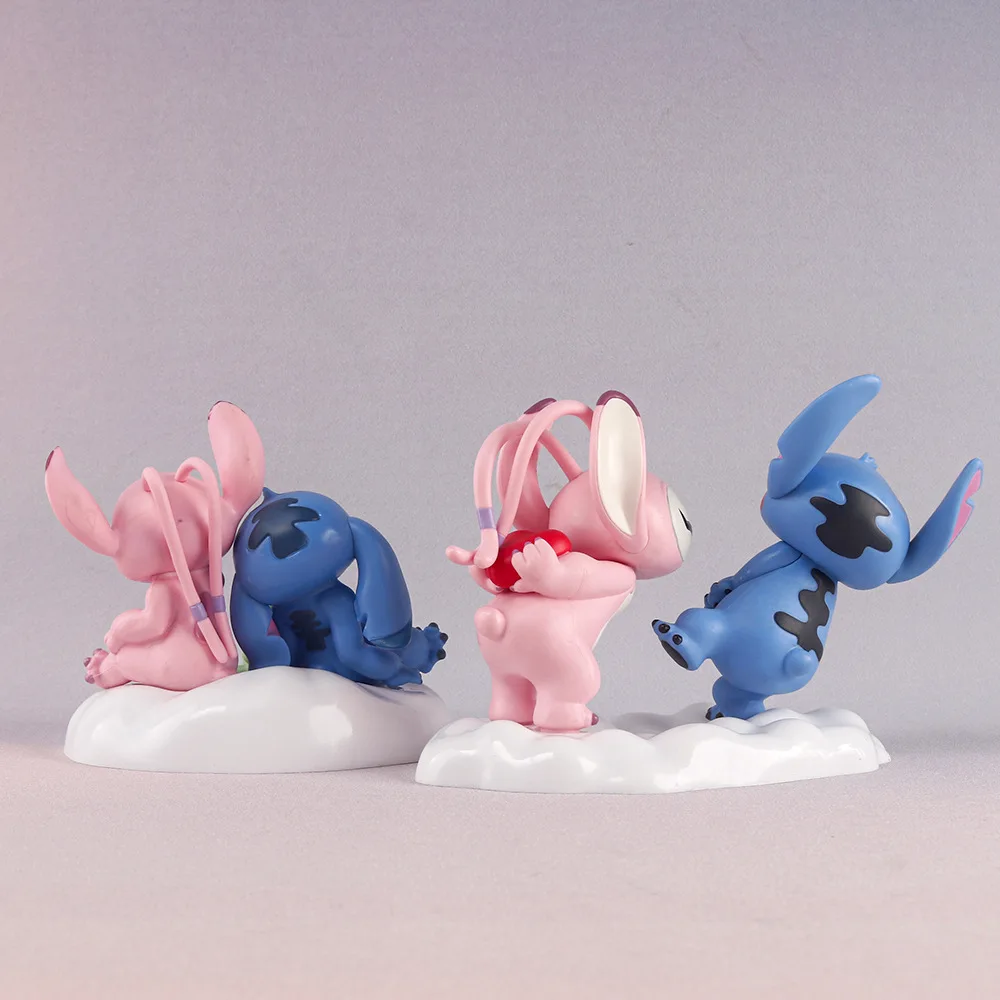 Disney Stitch Lovers Model Doll Angel Kissing Stitch Statue Desktop Display Figurines Ornaments