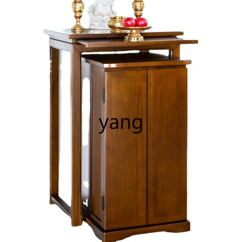 

Yjq Coffee Table Cabinet New Chinese Style Altar Solid Wood Incense Burner Table Modern Buddha Shrine Household God of Wealth