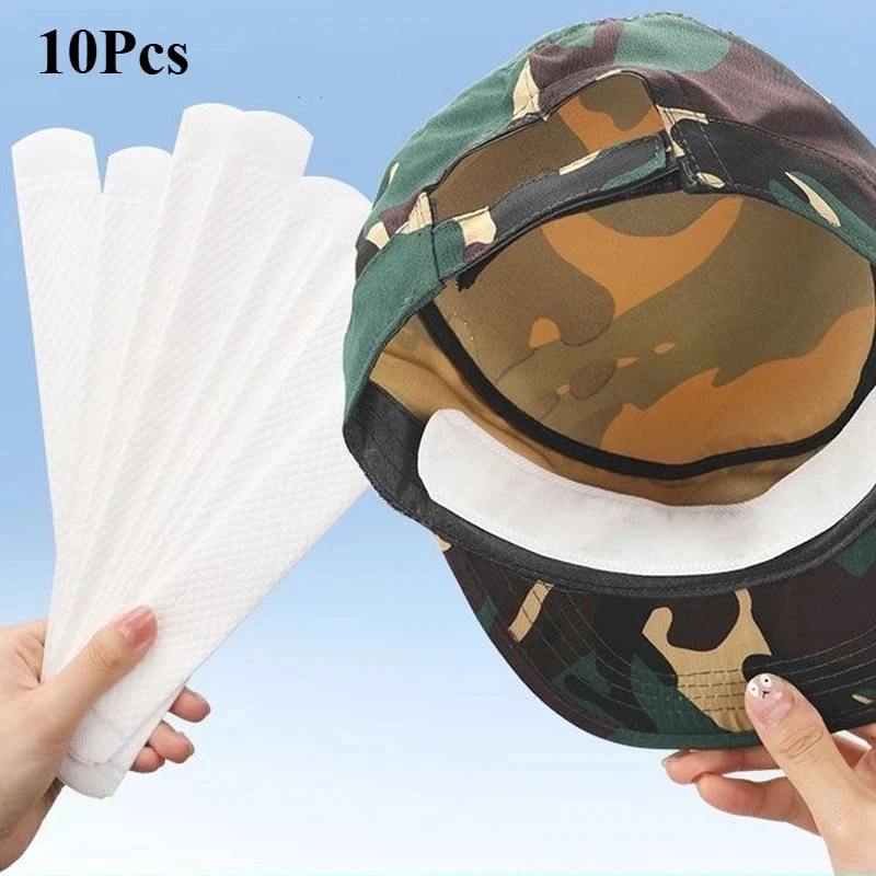 10pc Disposable Hat Sweat Pad Anti-Dirt Patch for Summer Outdoor Travel Portable Leisure Accessory White Shirts Collar Essential