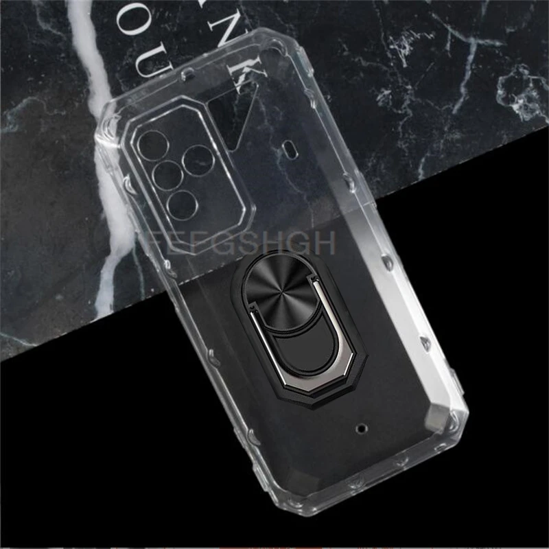 Rugged Back Ring Holder Bracket Phone Case with TPU Soft Silicone