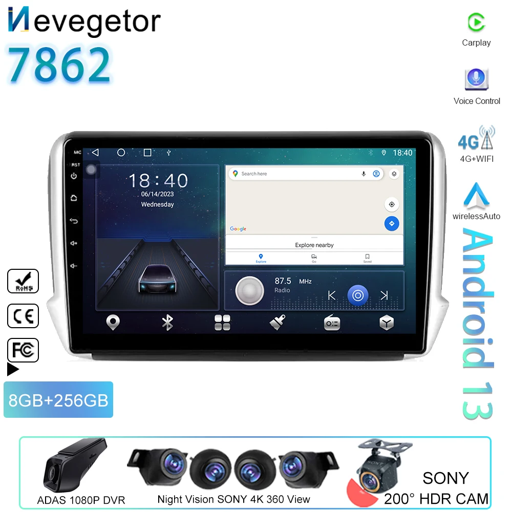 

Автомагнитола 2DIN на Android для Peugeot 2008 208, видеоплеер серии 2012-2018, Автомобильная Мультимедийная система с GPS-навигацией, Автомагнитола для Carplay, радио, DVD