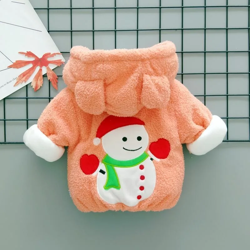 Cute Snowman Boys Jacket Christmas Little Princess Baby Coats For Girls Autumn Winter Warm Hooded Outerwear Clothes 3-24M