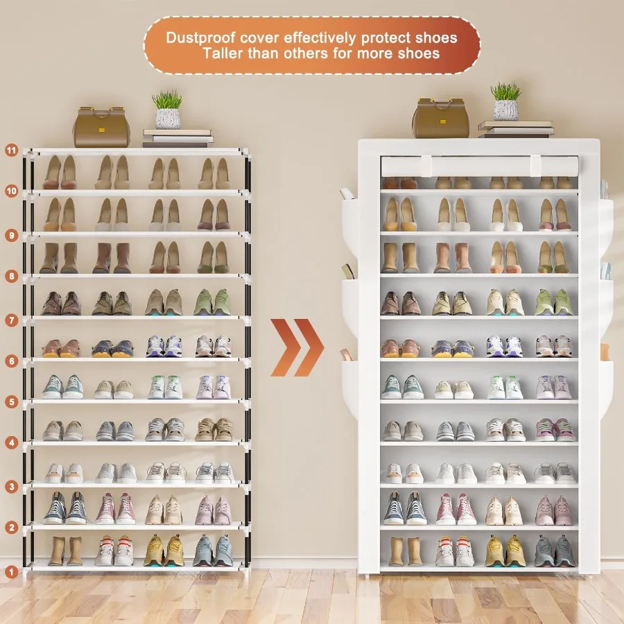 Shoe Rack 10Tier Large Capacity 5056Pairs Beautiful Tall Shoe Shelf Free Standing Storage Cabinet Entryway Closet