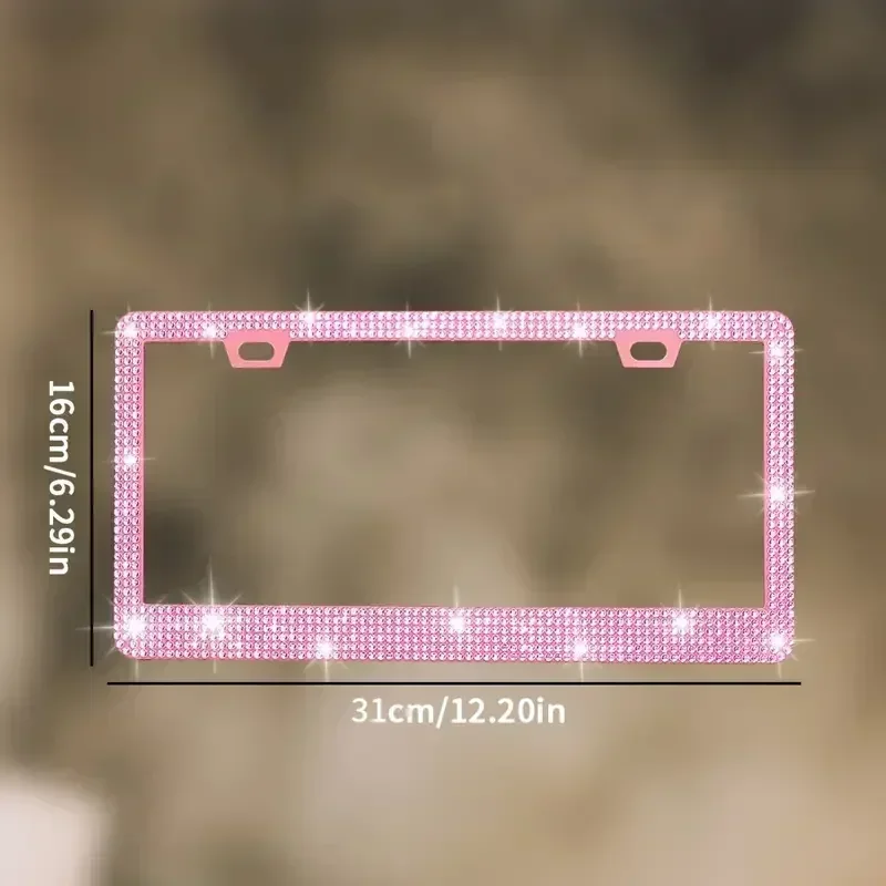 Rhinestone Stainless Steel Car License Plate Frame