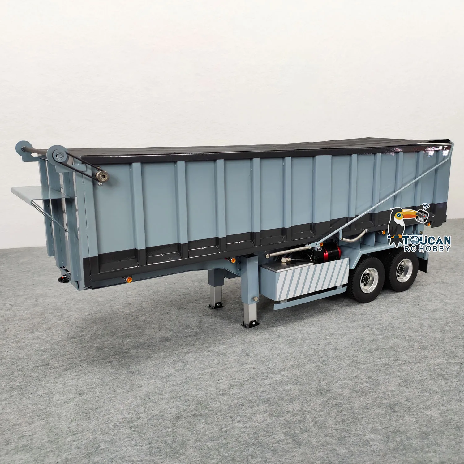 1/14 2 axle Hydraulic Dump Semi Trailer Metal RC Accessories Electric Support leg Tarpaulin for RC Tractor Truck Cars Toys Model 5