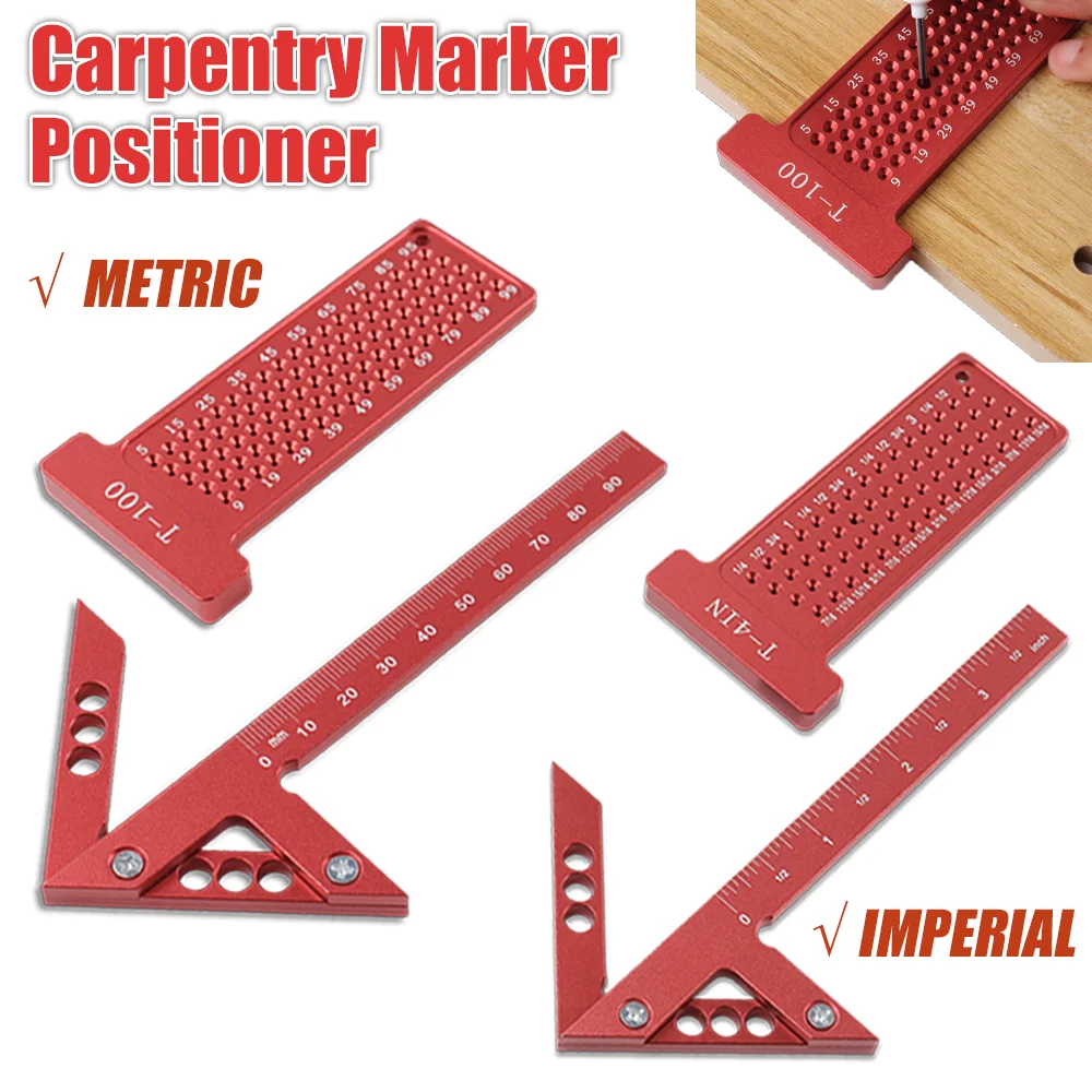 100mm/4in Woodworking Marking Ruler, Metric/Imperial Hole Ruler, Arrow ...