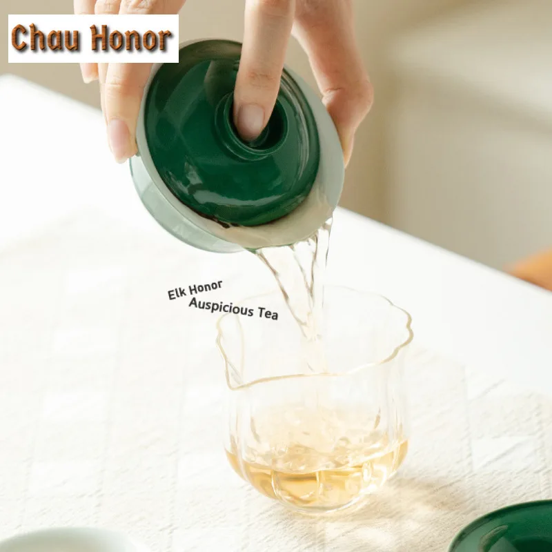 90ml Emerald Green Ceramic Gaiwan Elegant Tea Tureen Tea Bowl With Lid Kit Tea Brewing Cover Bowl Chinese Tea Set Ornaments Gift