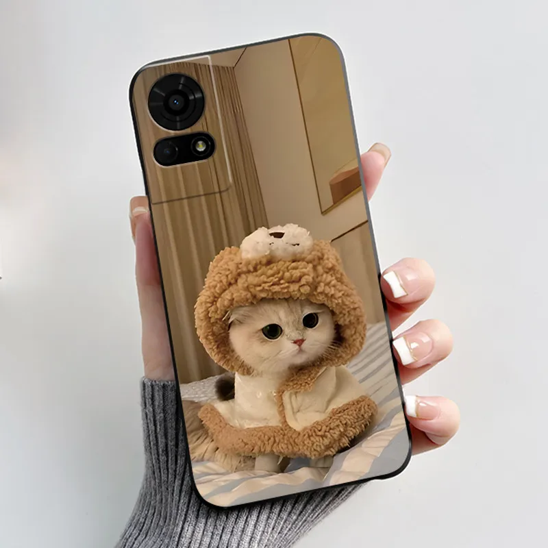 Cute Cartoon Soft Silicone Protective Phone Case - Black